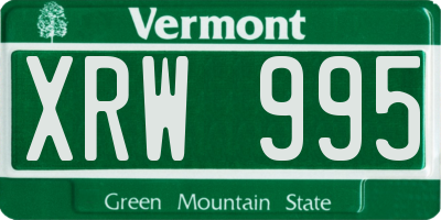 VT license plate XRW995