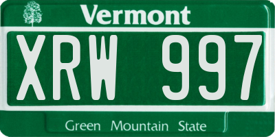 VT license plate XRW997