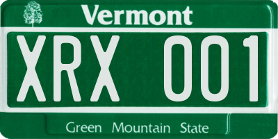 VT license plate XRX001