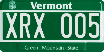 VT license plate XRX005
