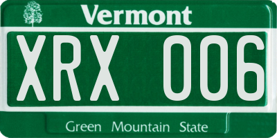 VT license plate XRX006
