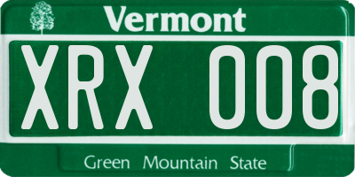 VT license plate XRX008