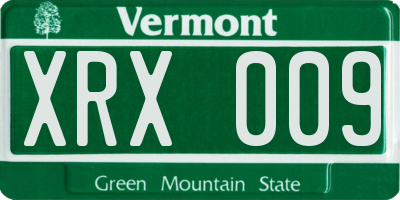 VT license plate XRX009