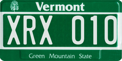 VT license plate XRX010