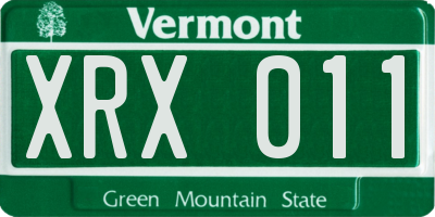VT license plate XRX011