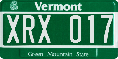 VT license plate XRX017
