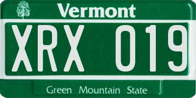 VT license plate XRX019