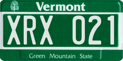 VT license plate XRX021