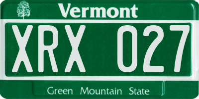VT license plate XRX027