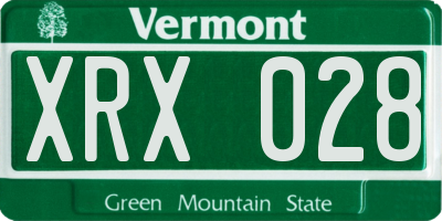 VT license plate XRX028