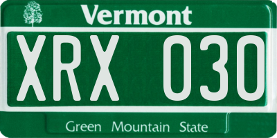 VT license plate XRX030