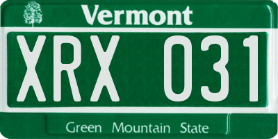 VT license plate XRX031