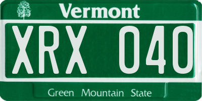 VT license plate XRX040