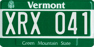VT license plate XRX041