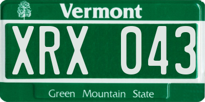 VT license plate XRX043