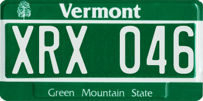 VT license plate XRX046