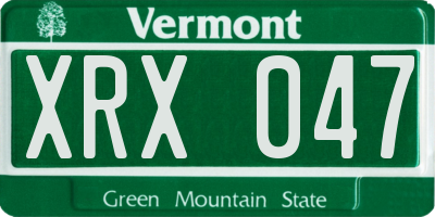 VT license plate XRX047