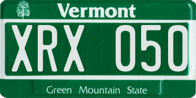 VT license plate XRX050