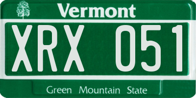VT license plate XRX051