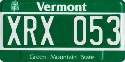 VT license plate XRX053