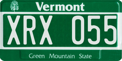 VT license plate XRX055