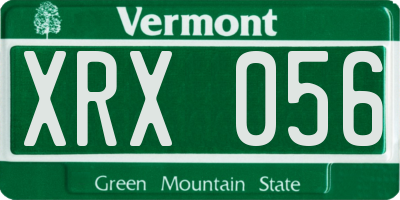 VT license plate XRX056