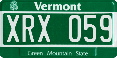 VT license plate XRX059
