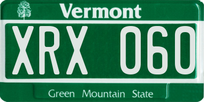 VT license plate XRX060