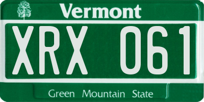 VT license plate XRX061