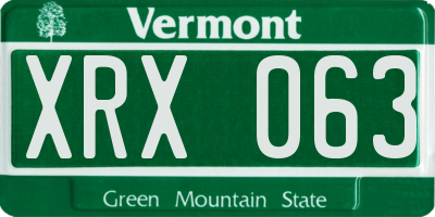 VT license plate XRX063