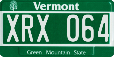 VT license plate XRX064