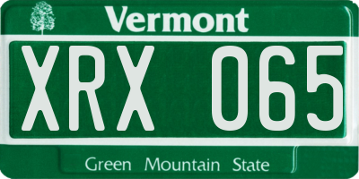 VT license plate XRX065
