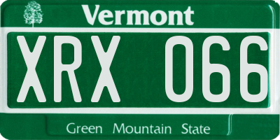 VT license plate XRX066