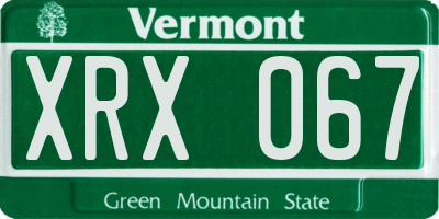 VT license plate XRX067