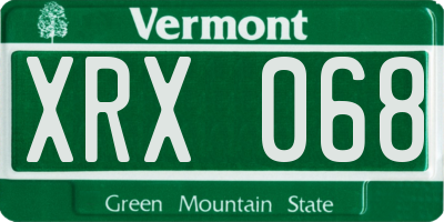 VT license plate XRX068