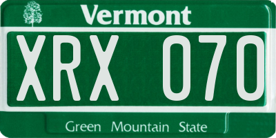 VT license plate XRX070