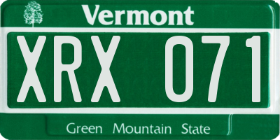 VT license plate XRX071