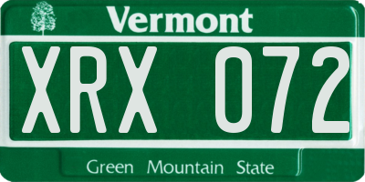 VT license plate XRX072