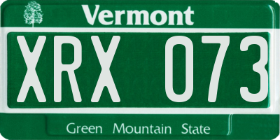VT license plate XRX073