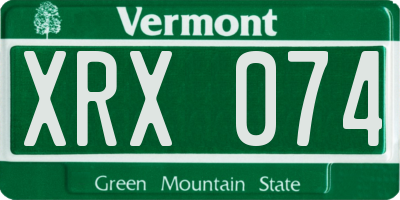 VT license plate XRX074