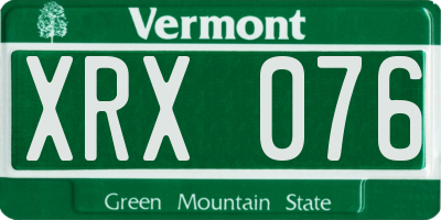 VT license plate XRX076