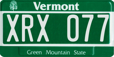 VT license plate XRX077