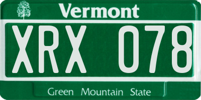 VT license plate XRX078