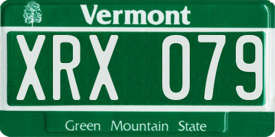 VT license plate XRX079