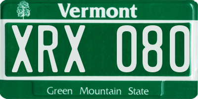 VT license plate XRX080