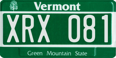 VT license plate XRX081