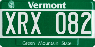 VT license plate XRX082