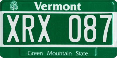 VT license plate XRX087