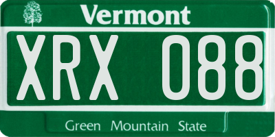 VT license plate XRX088