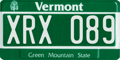 VT license plate XRX089